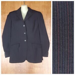 Equestrian Correct Riding Apparel Vintage Jacket Womens L 12 Black Pinstripe